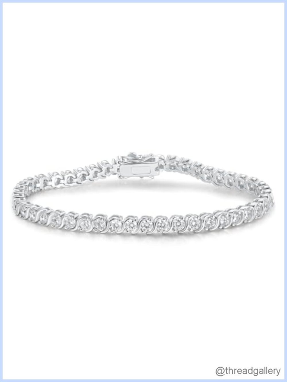 3.0mm S Shape Tennis Bracelet 18K White Gold Plated Round Cubic Zirconia Link